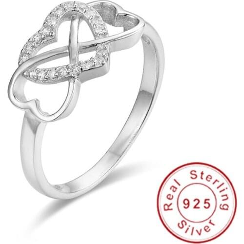 Classic Fashion Brand Heart Sparkling SONA Diamond Ring Jewelry 100% Real Solid 925 Sterling Silver Midi Rings for Women girl