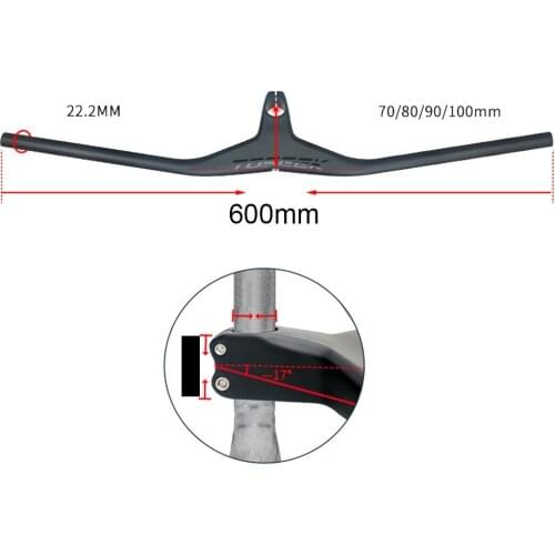 TOSEEK Full Carbon Integrated Flat Handle Bar+Stem Combo 28.6*600mm For MTB/XC