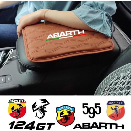 Leather Car Handrest Armrest Box Mats Cover Hand Pillow Pad For ABarth XSR biposto 595 Competizione 500 595 695 Punto Stilo