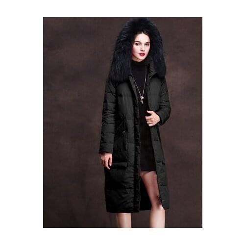 Hot Sale New Fashon Winter 90% Duck Down jacket Women Parkas Long Hooded Natural Paccoon Fur Abrigos Mujer LX1054