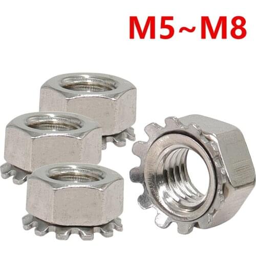M3 M4 M5 M6 M8 K-lock Nut K-type Gear K Lock Nuts Diy Keps Toothed Nuts Polidentate Hex K Nut 304 Stainless Steel