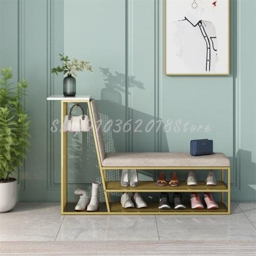 Thousands Of Bird Lattice Shoes Stool Household Light Luxury Door Nordic Sitting Shoe Cabinet Multi Function Shoes Stool Long So