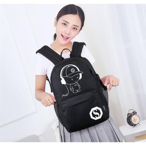Fashion Anime Student School Backpack Anime Luminous Backpack For Teenager Anti-theft Boys Girl School Bag