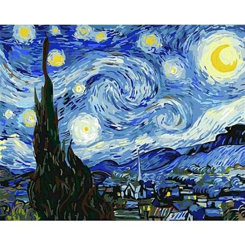 Van Gogh Landscape DIY Cross Stitch Embroidery 11CT Kits Needlework Craft Set Cotton Thread Printed Canvas Home Wholesale