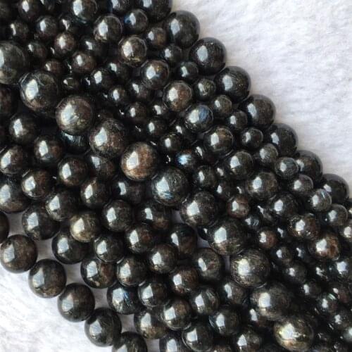 Natural Genuine Black Astrophyllite Round Loose Gemstone Stone Beads 6mm 8mm 10mm 12mm 15"