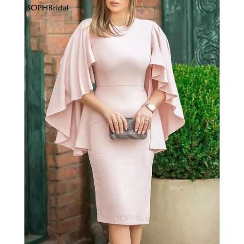 New Arrival Short Mother of the Bride Dresses платье 2021 Capelet Knee Length Wedding Party Vestidos de Madrinha Robes de bal