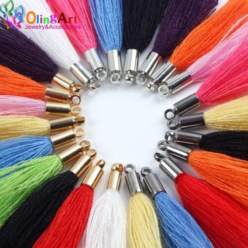 OlingArt 30/25/20/15mm 20Pcs Mix Color Cotton Tassel Charm Necklace Earring Tassels DIY Jewelry Making Straps Keychain Charms