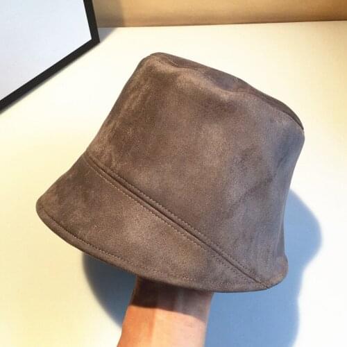 Vintage new suedu bucket hat Winter women casual thck warm basin fisherman hats caps Adjustable Panama gorros