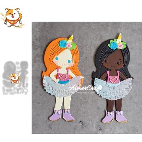 Unicorn Girl Metal Cutting Dies Mold Knife Scrapbooking Stencil DIY Embossing Craft Die Cuts Card Making New Dies For 2021