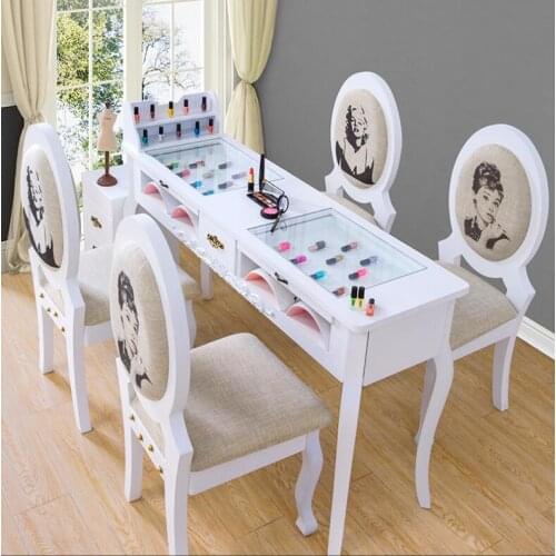 European style simple small nail table special price processing economical modern nail table double table and chair set