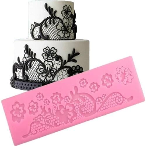 Flowers Side Shape Silicone Cake Lace Mold For Decorating Cupcake, Cake,Jelly, Chocolate Baking Tools