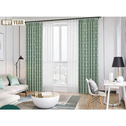 Nordic Style Living Room Bedroom Balcony Curtain Cartoon Cute Puppy Pink Mint Green Jacquard Curtains