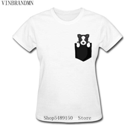 BORDER COLLIE PUPPY POCKET PET DOG T-Shirt Womens New Fashion Animal Lovers Brand T Shirts Kawaii Baby Dog Short Sleeve Tshirts