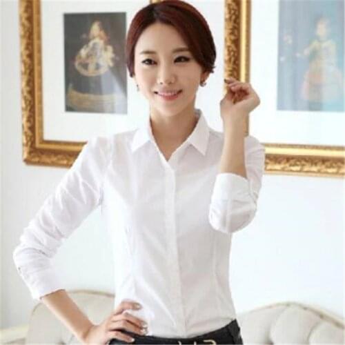 Womens Blouses Cotton Tops and Blouses Casual Long Sleeve Ladies Shirts Pink/White Blusas Plus Size XXXL/5XL Blusa Feminina Tops