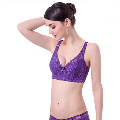 2019 spring and summer thin women plus size bra C D New lace bra female lingerie deep V sexy big size bra Plus Size brassiere