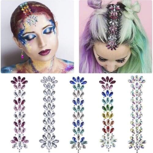 Adhesive Shiny Tattoo Glitter Face Jewels 3D Crystal Rhinestone Body Hair Gems Sticker For Festival Party