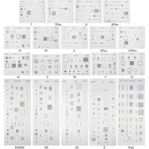 1PC Stainless Steel IC Chip BGA Reballing Stencil Kits Set Solder Template for iPhone XS MAX/XR/XS/X/8 Plus/8/7 Plus/7/6S Plus/6