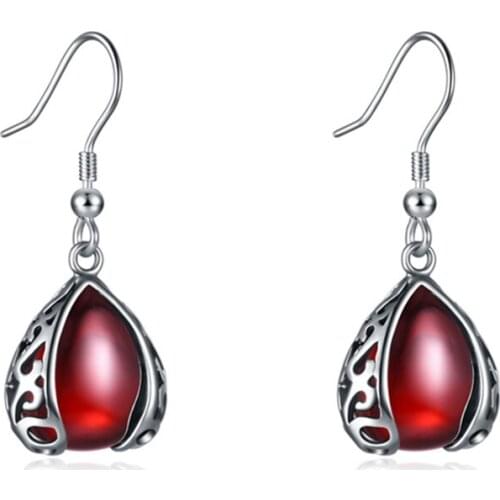 100% S990 Sterling Silver Earrings Fashion Retro Luxury Hollow Drop Zircon Earrings Beautiful Womens Charm Earrings 15mm C