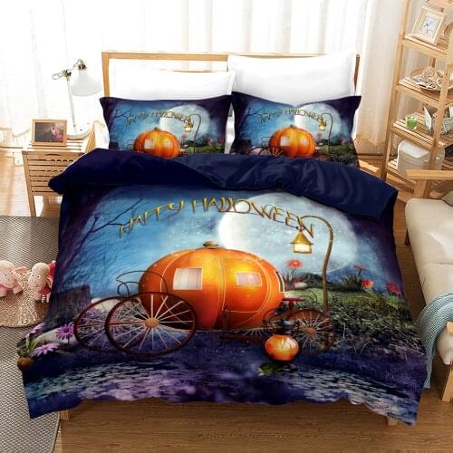 3D Skull Printing Duvet Cover Set Microfiber Bed Sheet Halloween Pumpkin Bedding Set Twin Full Queen King Size Quilt Cover
