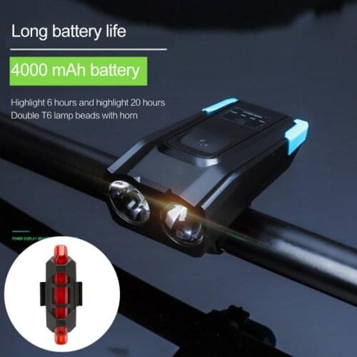 4000mAh Induction Bicycle Front Light Set USB Rechargeable Smart Headlight With Horn 800 Lumen LED Bike Lamp Cycling FlashLight