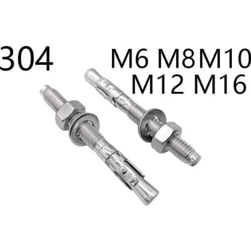 5PC M6*50/60/70/80/100mm 304 Stainless Steel Car Repair Screw Wedge Concrete Anchor Expansion Bolts Elevator Bolt