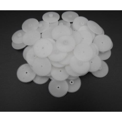 50PCS X 0.5 Modulus 0.5M Double Gear Reduction Bilayer Gears 48 Teeth + 10 Teeth Aperture 2.05mm 2B Loose Fitting 48T 10T 48102B
