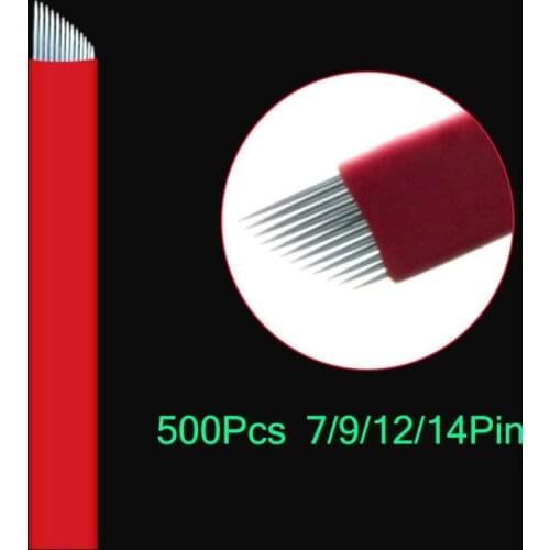 500pcs/Lot 7 9 12 14 16 18 Pins U shape Lamina Nano Blade Premium 0.25mm Permanent Makeup Microblading Needles For Tobori Pen