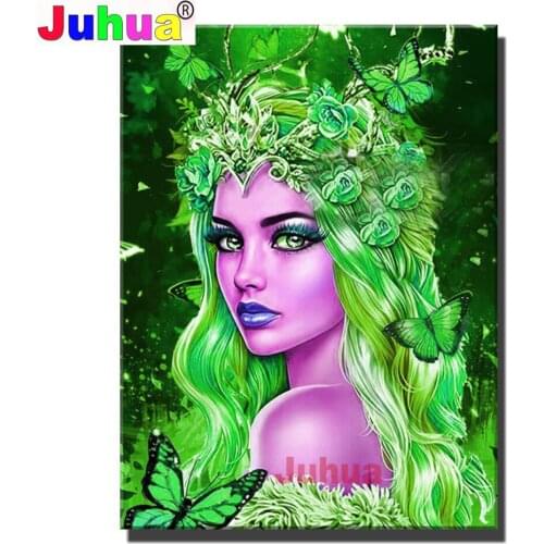 5d diy diamond painting Beautiful girl mosaic cross stitch Butterfly flower fairy embroidery diamond round square stones decor