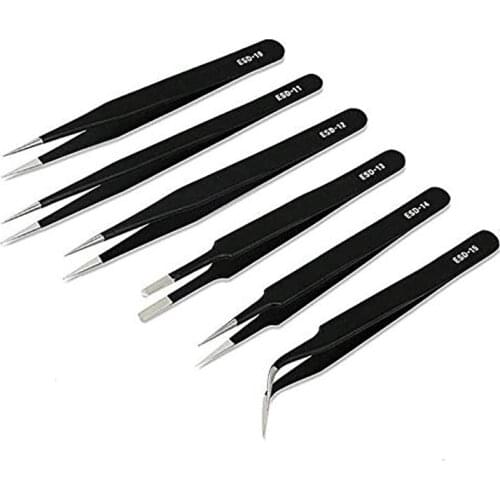 6 pcs ESD-10/ESD-11/ESD-12/ESD-13/ESD-14/ESD-15 BGA Precision Tweezer Set Antistatic Tweezers Stainless Tweezers