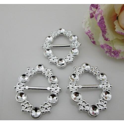 AB75 21mm)20pcs Oval Plastic Fake Rhinestone Plating Buckles