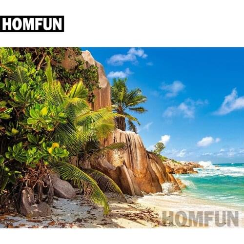 HOMFUN Full Square/Round Drill 5D DIY Diamond Painting "Beach landscape" Embroidery Cross Stitch 5D Home Decor Gift A03988