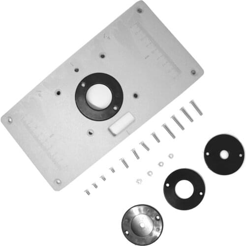 Aluminum Router Table Insert Plate with 4 Rings and Screws for Woodworking Benches Router Table Plate Workbench Milling Plate