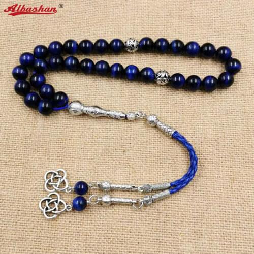 Natural blue tiger eye Tasbih Everything is new Muslim Man bracelets Gift Eid misbaha accessories 33 66 99 prayer beads Jewelry