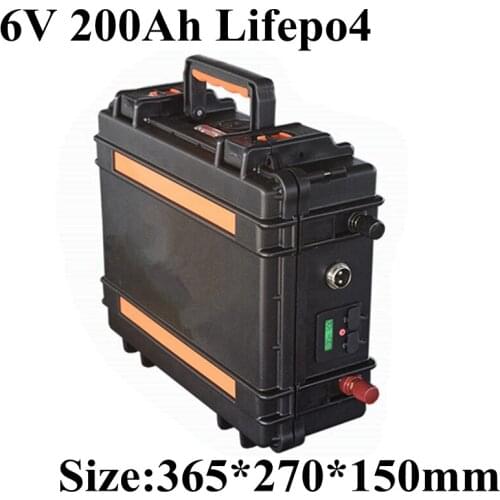 Suitcase 100% Lifepo4 6v 200Ah battery pack 6.4v Not lead acid battery 180ah 150ah 250ah 300ah for car solar UPS boat + charger