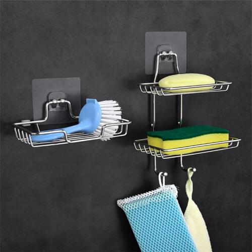 Double Layer Stainless Steel Soap Dish Bathroom Storage Soap Rack Plate Box Container Wall Storage Rack Holder Bathroom Supplies