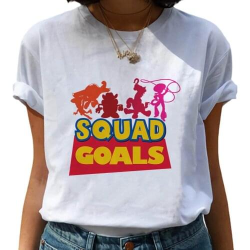 Disney Toy Story Summer SQUAD GOALS Women T-shirt Female Loose Summer Unisex Tshirt Teenager Harajuku Clothing Dropship