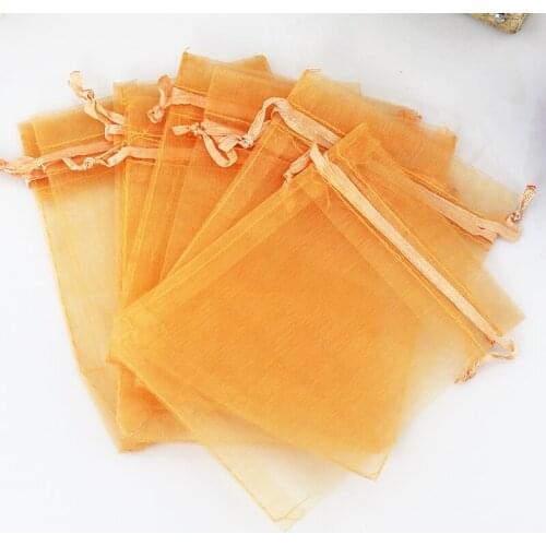 Hot Sale 500pcs/lot Champagne Organza Bags 15x20cm Wedding Jewelry Packaging Bag Cute Drawstring Gift Bag Organza Pouches