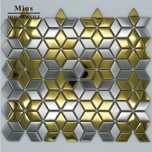Silver gold mix stainless steel tile mosaic