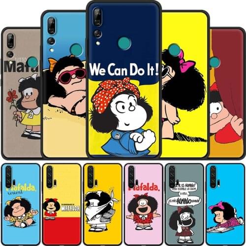 Soft Phone Case For Huawei P30 P40 Lite E P Smart Z Y6 2019 2021 P20 Pro Honor 20 9X Play 9A Cover Funda Cartoon Mafalda Girl