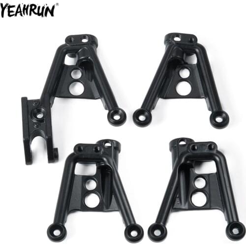 YEAHRUN 4Pcs Black Aluminum Front & Rear Shock Absorber Mount Set For 1/10 Axial SCX10 II 90046 90047 RC Crawler Car