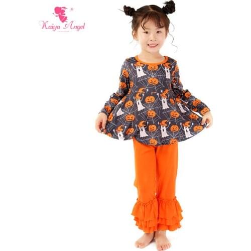 2018 New Hot Halloween Pumpkin Party Adorable Toddler Baby Girl clothes Fall Wholesale Summer Pajamas Sets Winter Outfit Kids