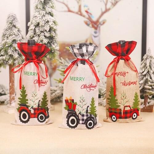 New Year 2021 Gift Christmas Car Tree Wine Bottle Cover Xmas Noel Christmas Decorations for Home Natal Navidad 2020 Table Decor