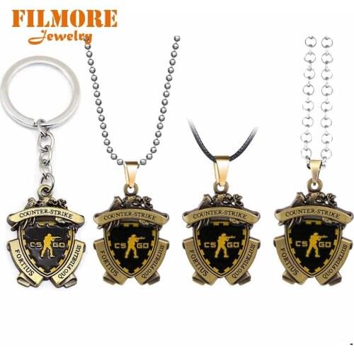 Game CS GO Medal Pendant Necklace Men Alloy Counter Strike CSGO Long Necklace Women Jewelry Fans Keychain Souvenir Kolye Collare