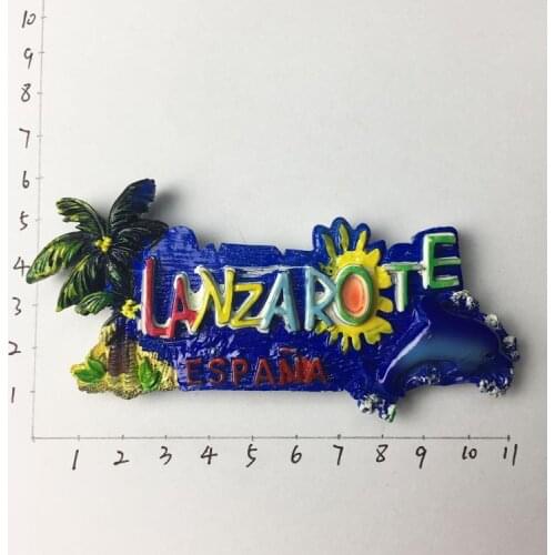 QIQIPP Spain Tourism Commemorative Stereoscopic Fridge Sticker lanzarote Home Decoration Ocean Wind Travel Accompanying Gift