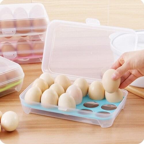 15-Grid Egg Plastic Box Food Container Organizer Convenient Storage Boxs Multifunctional Crisper Kitchen Restaurant Products