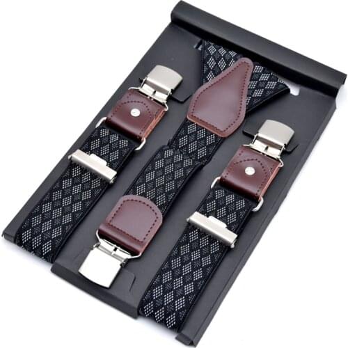 Leather Suspender Mens Navy BlueElastic Suspender trousers 3Clips-on men suspenders Length-adjustable Strap 3.5cm*120cm GBD9408