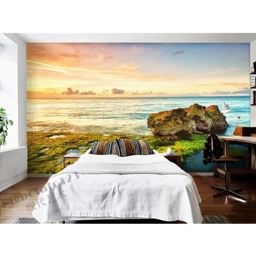 The custom 3D murals,beautiful seaside scenery , the living room sofa TV wall bedroom background wall paper
