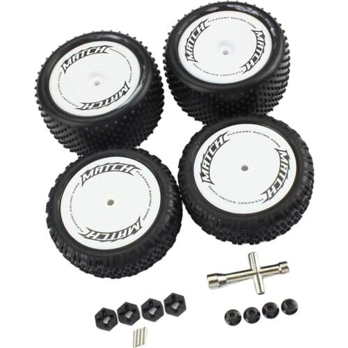 4Pieces RC Front and Rear Wheel Tires with Wrench for WLtoys 104001 Model Trucks DIY Accs