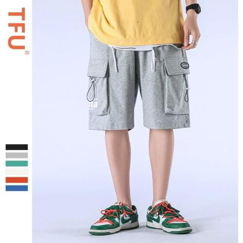 TFU Mens 2021 Summer Hip Hop Side Buckle Multi Pockets Cargo Shorts Men Fashion Casual Short Trousers Streetwear Harem Shorts