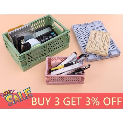 Folding Plastic Storage Box Collapsible Storage Container Desktop Cosmetic Storage Basket Home Office Organizer Box Storage Box